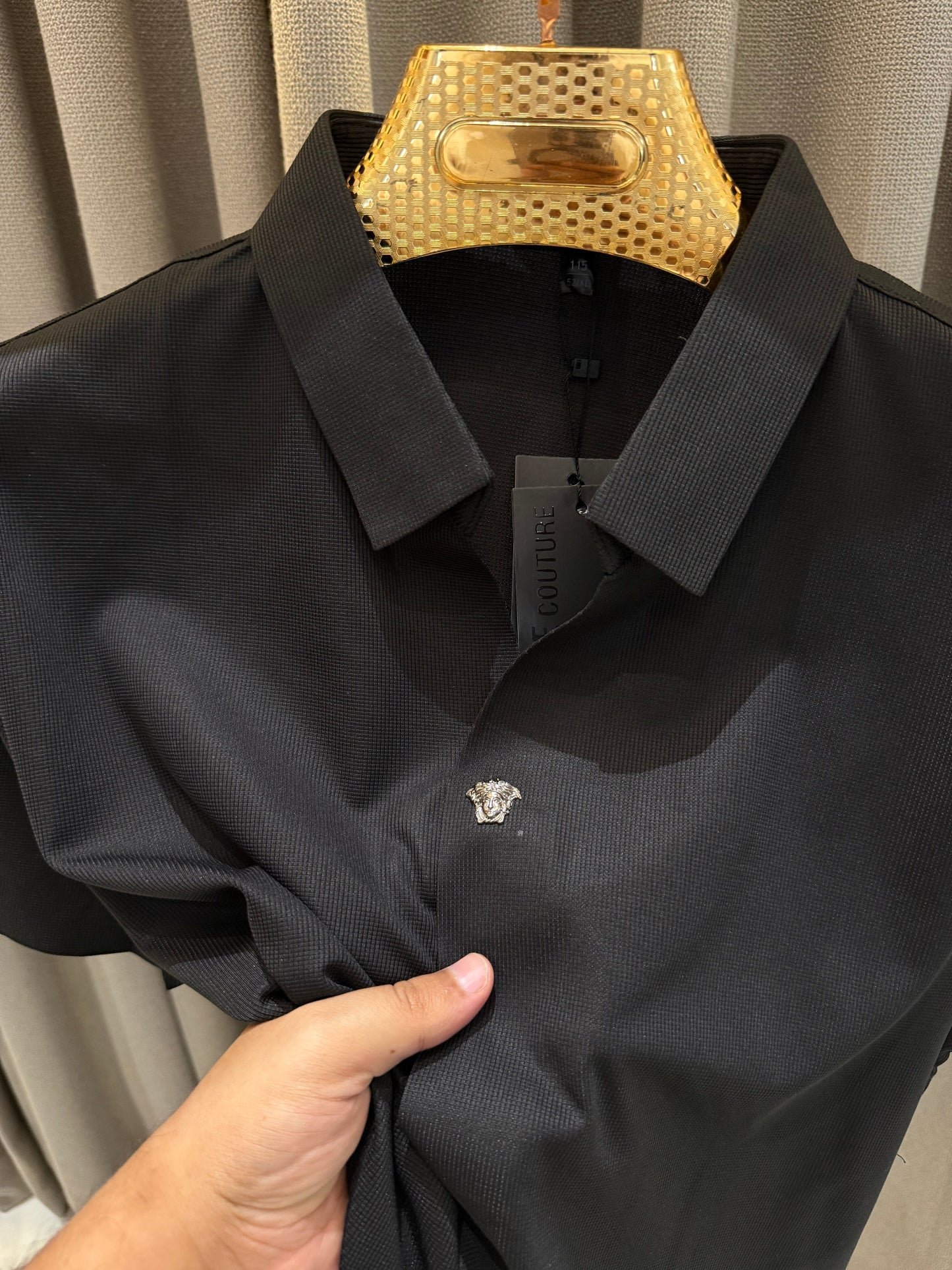 VERSACE BLACK IMPORTED STICHLESS SHIRT