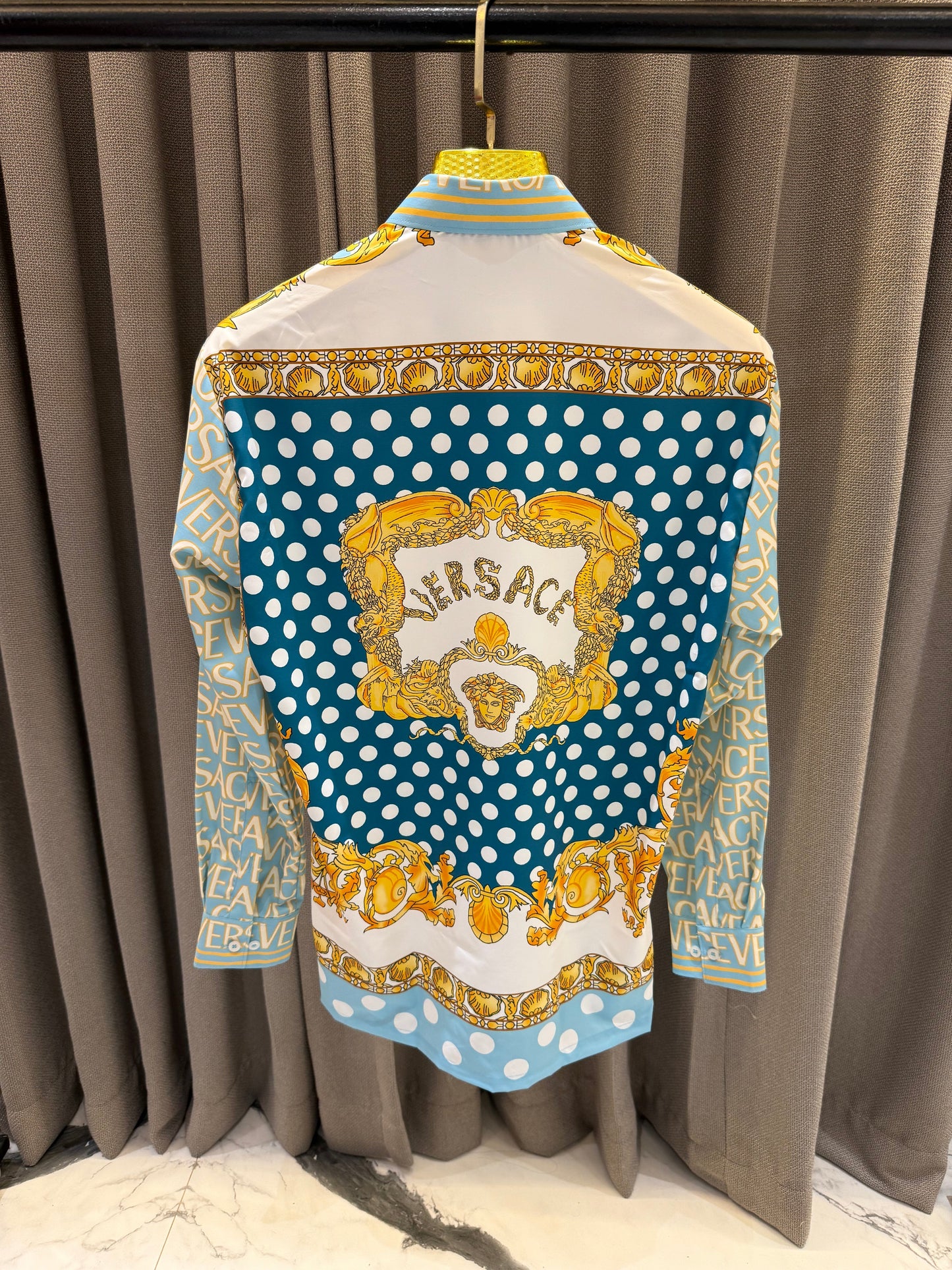 VERSACE BOROCCO IMPORTED BLUE MONOGRAM STORE ARTICLE SHIRT