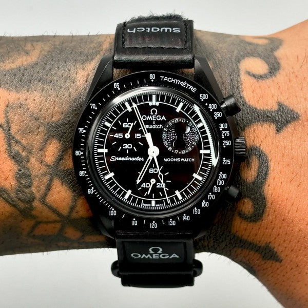 Swatchh x Omegaa Bioceramic Moonswatch Mission to Moon phase Blacke