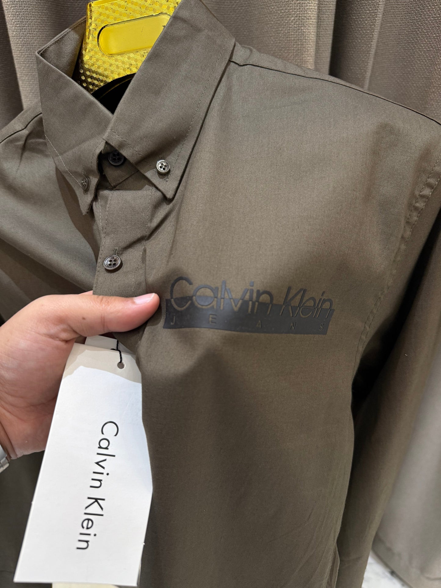 CALVIN KLEIN OLIVE SHIRT C1