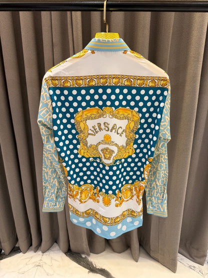 VERSACE BOROCCO IMPORTED BLUE MONOGRAM STORE ARTICLE SHIRT
