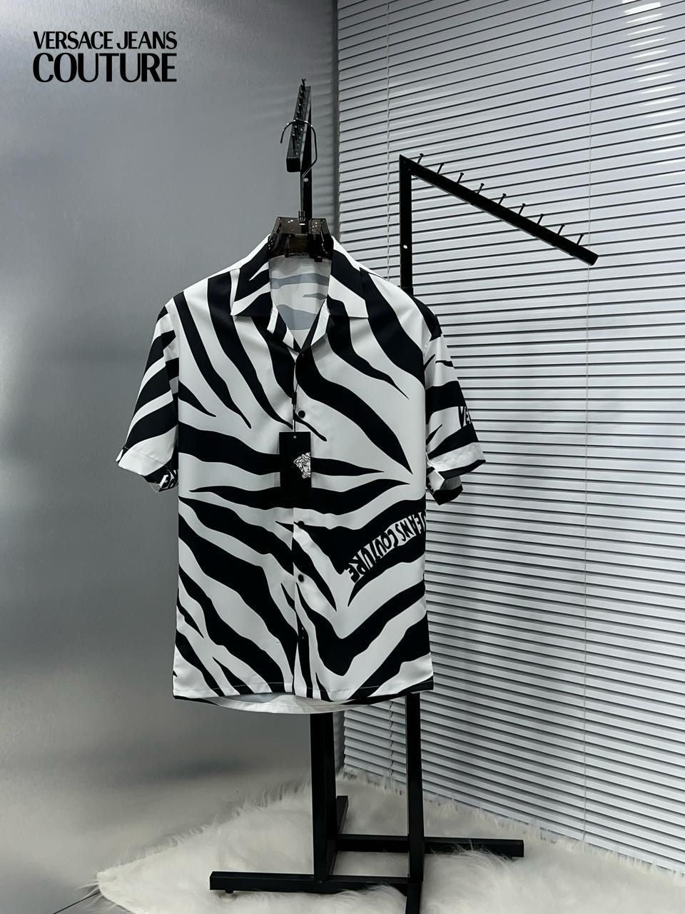 VERSACE ZEBRA PRINTED HALF SHIRT