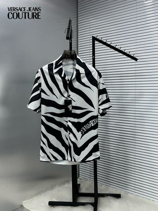 VERSACE ZEBRA PRINTED HALF SHIRT