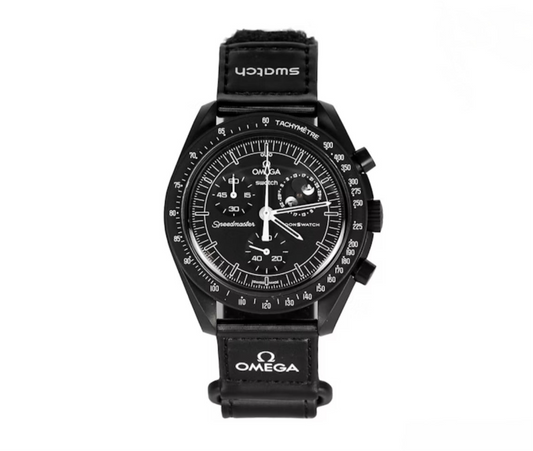 Swatchh x Omegaa Bioceramic Moonswatch Mission to Moon phase Blacke