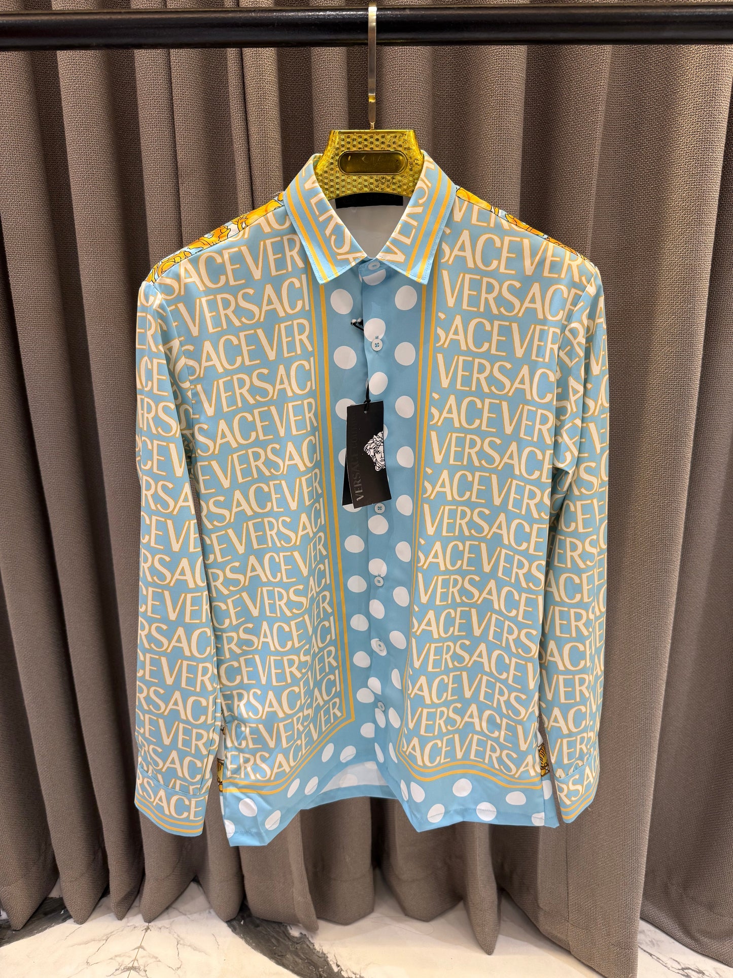 VERSACE BOROCCO IMPORTED BLUE MONOGRAM STORE ARTICLE SHIRT