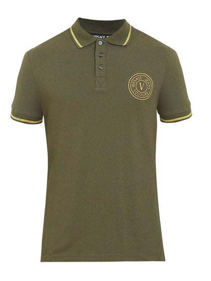 Versace Olive Side Embroidery Logo Polo T-shirt V5