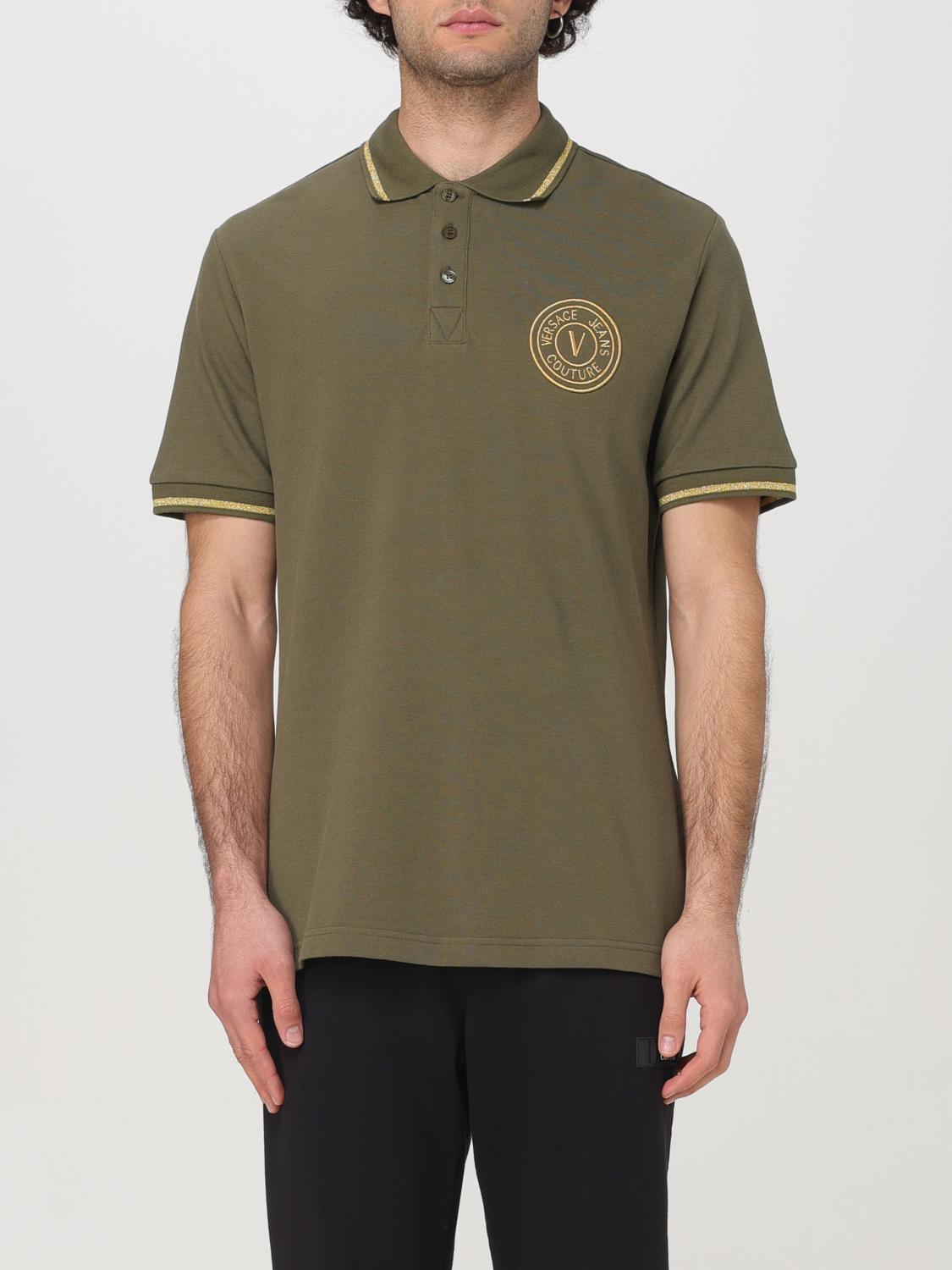 Versace Olive Side Embroidery Logo Polo T-shirt V5