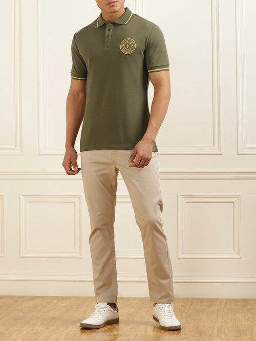 Versace Olive Side Embroidery Logo Polo T-shirt V5