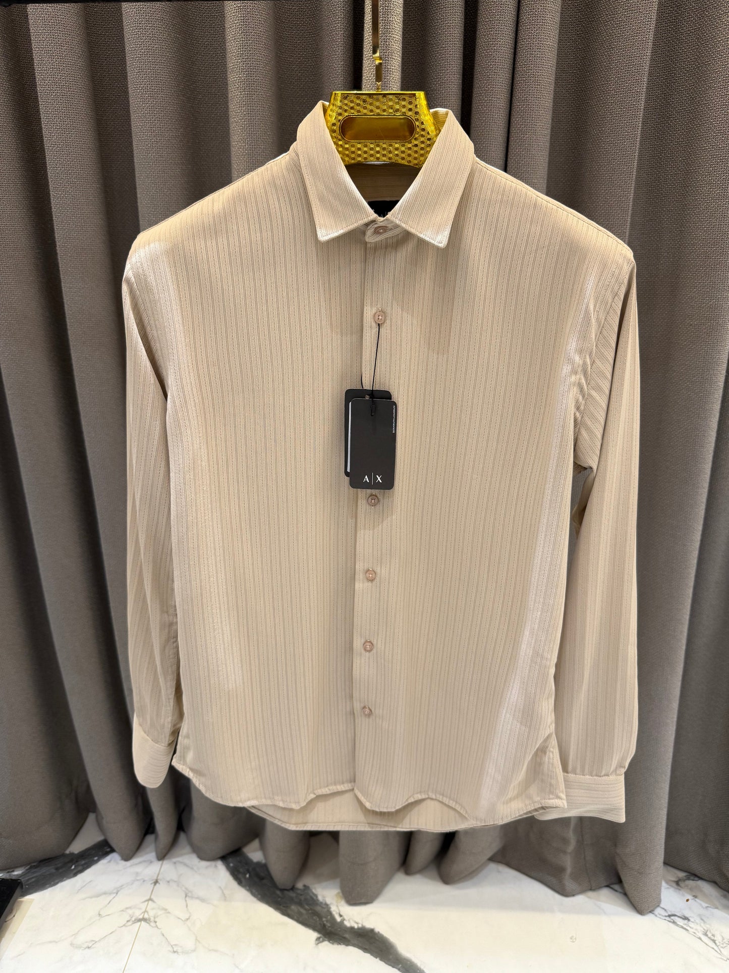 ARMANI EXCHANGE BEIGE BROWN SHIRT