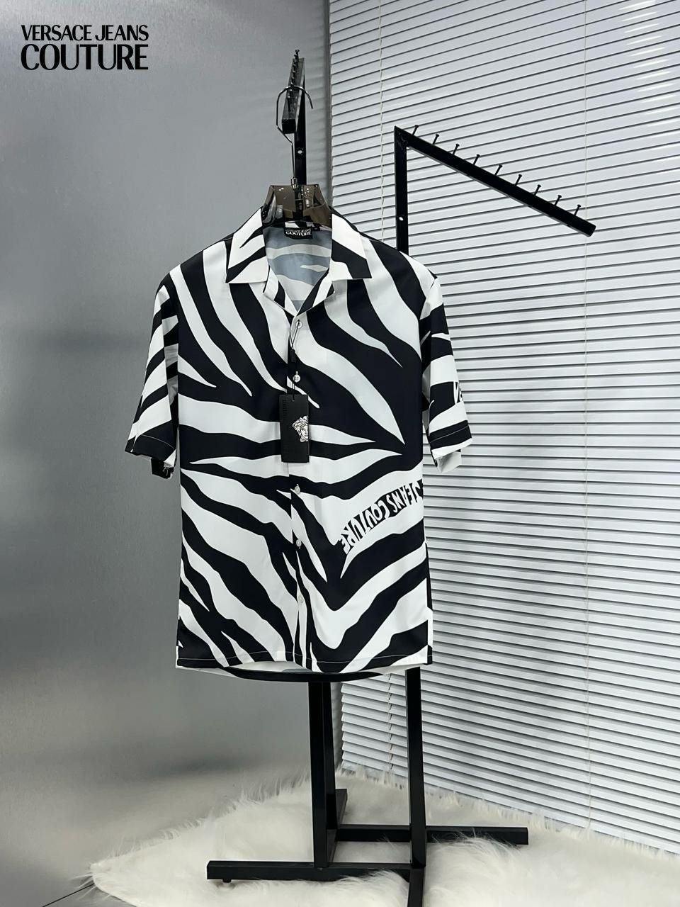 VERSACE ZEBRA PRINT HALF DESIGNER SHIRT