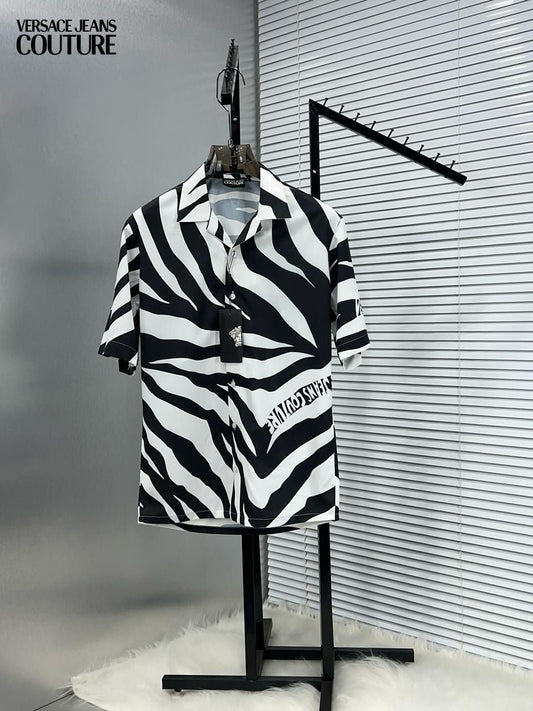 VERSACE ZEBRA PRINT HALF DESIGNER SHIRT