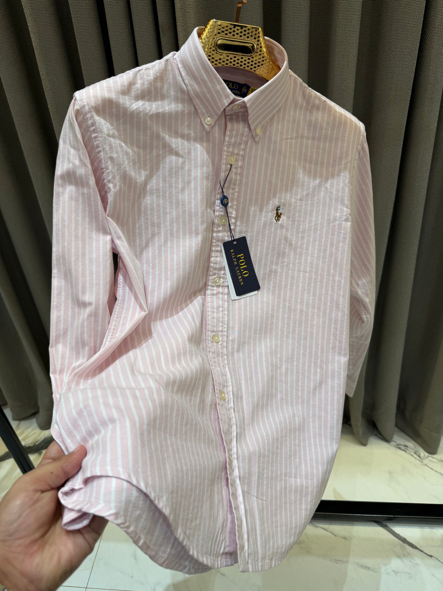 RALPH LAUREN LINEN BABY PINK SHIRT R1