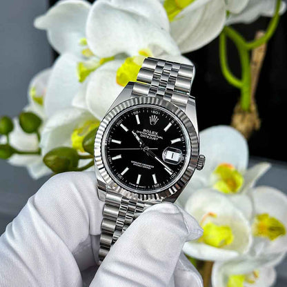 ROLEX DATEJUST SILVER BLACK DIAL