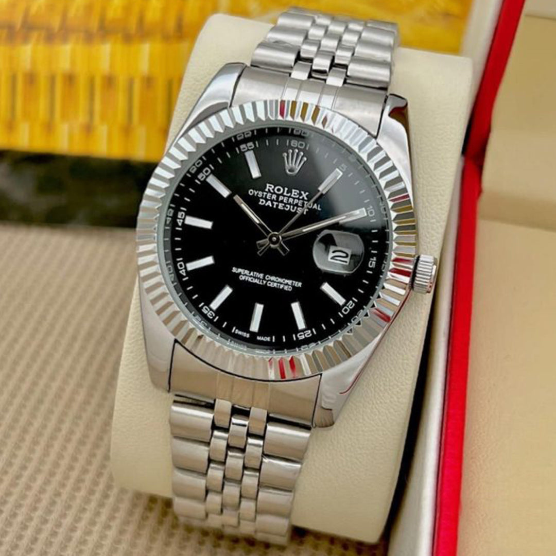 ROLEX DATEJUST SILVER BLACK DIAL