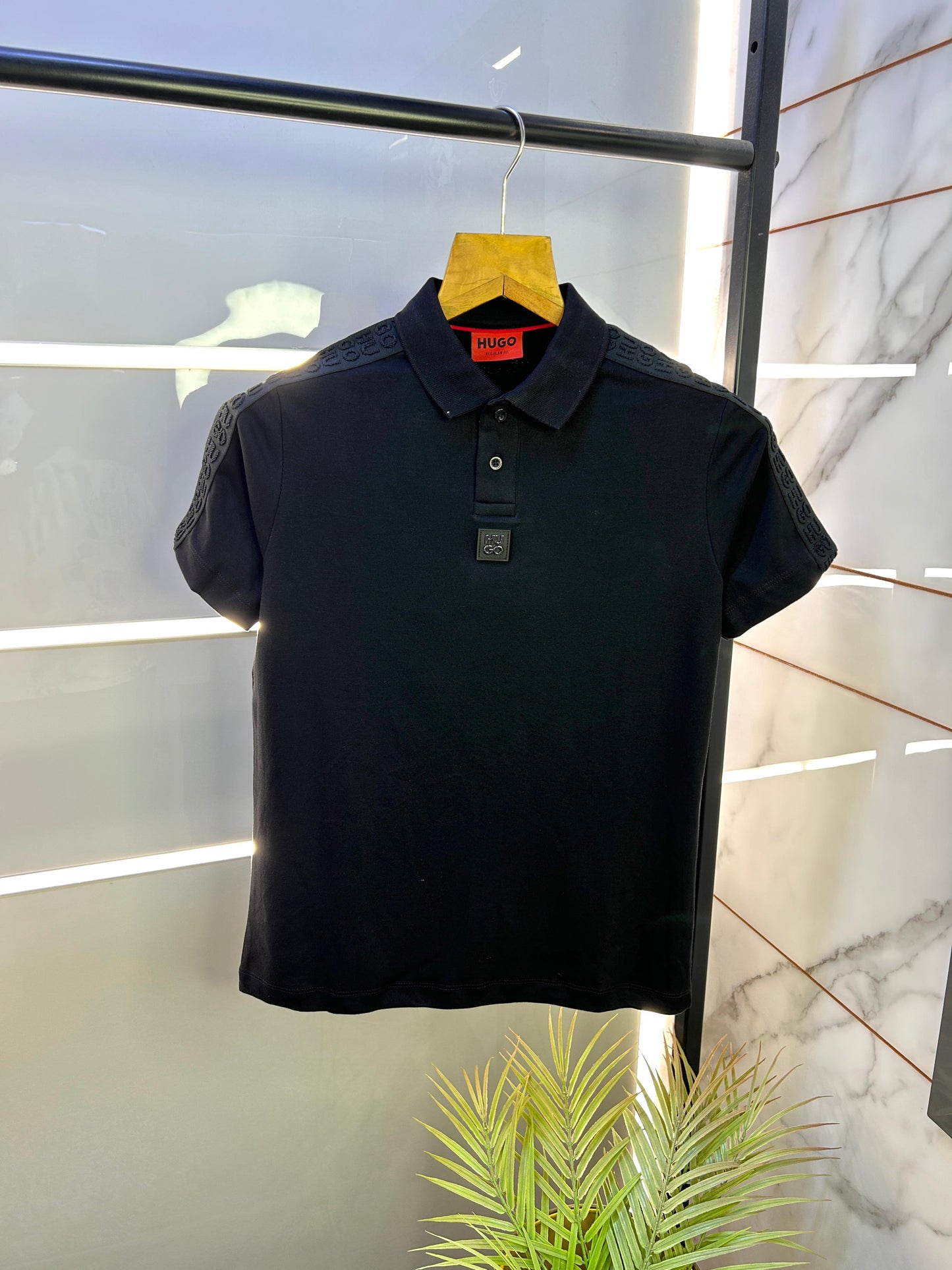 HUGO BOSS JET BLACK IMPORTED POLOS H1