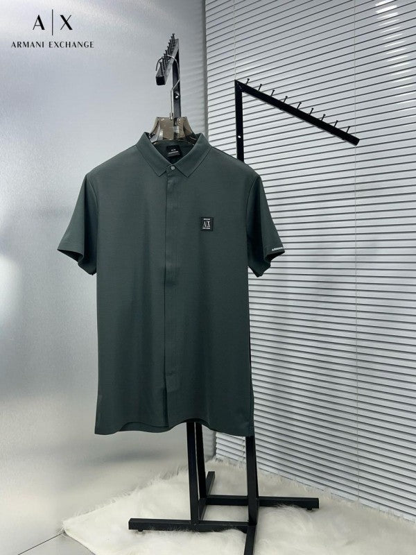 ARMANI EXCHANGE STICHLESS IMPORTED HALF SHIRT GREEN