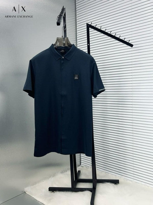 ARMANI EXCHANGE STICHLESS IMPORTED HALF SHIRT ENGLISH BLUE